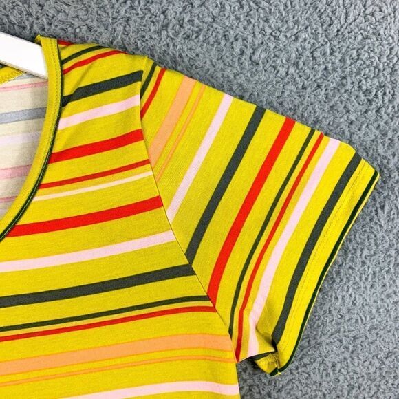 Lularoe Classic T Shirt Womens Small NEW Yellow Stripe Outdoor High Low Hem NWT - Picture 4 of 10